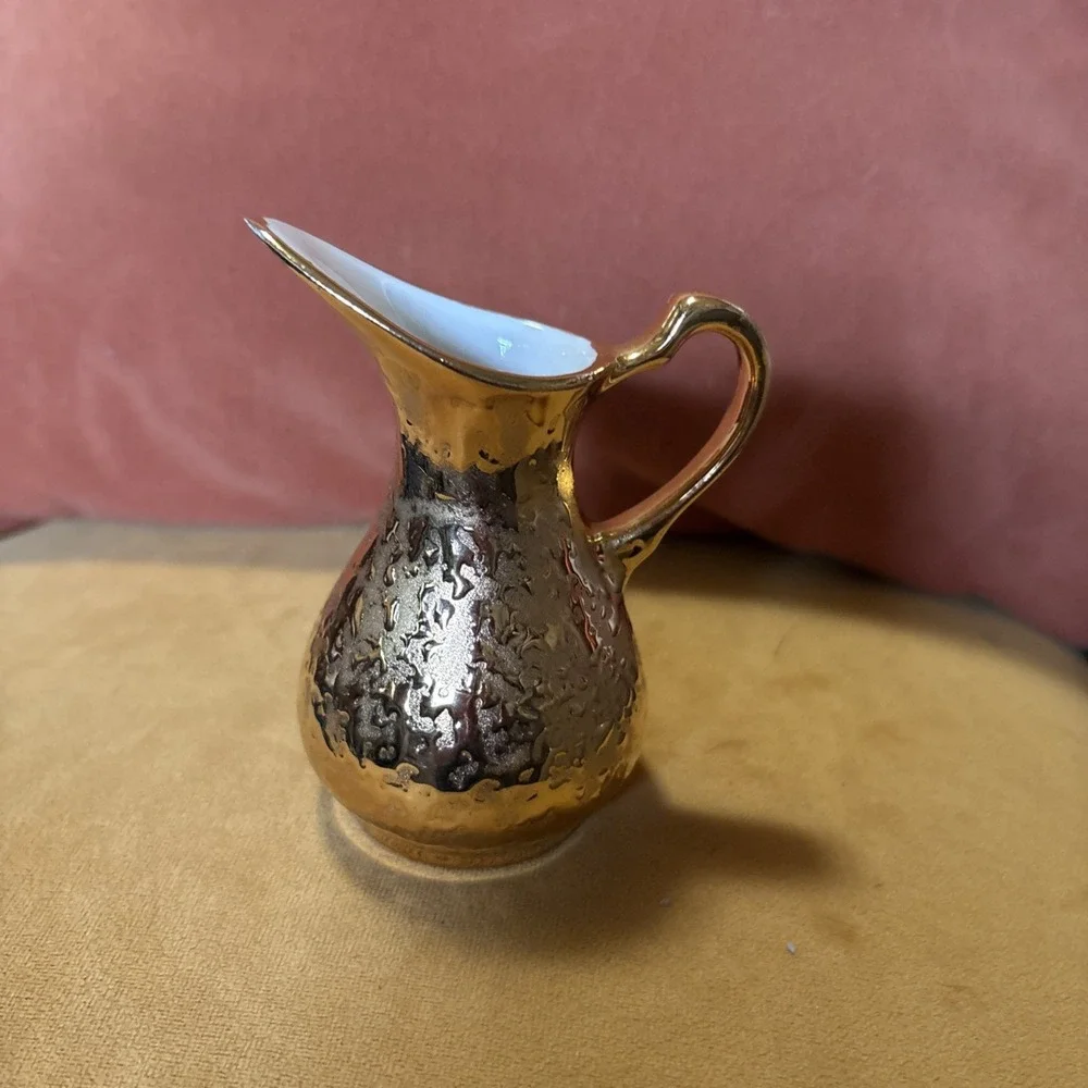 Vintage Holley Ross Distinguished China 22 k Gold Creamer Pitcher 4
